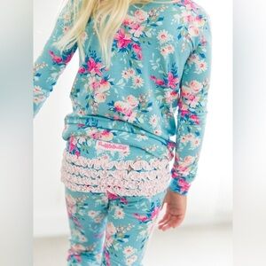 Ruffle Butts Fancy Me Floral 3T Toddler Ruffle Long Sleeve Pajama Set Bamboo NWT